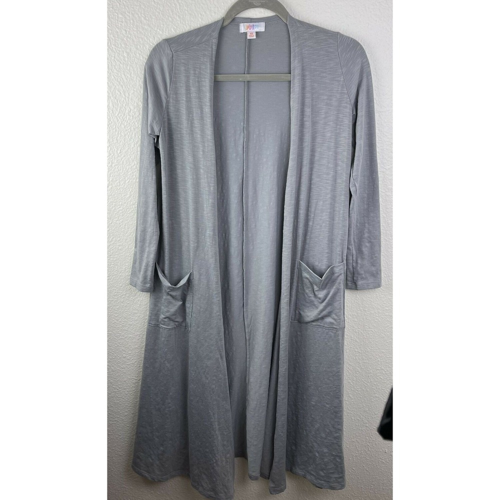 LULAROE Sarah Gray‎ Duster Cardigan Open Front Long Line Size XS